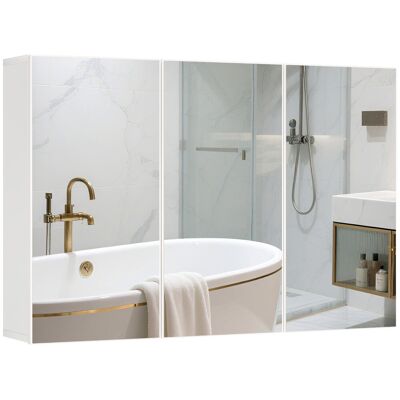 Szafka łazienkowa HOMCOM z lustrem, szafka łazienkowa z 3 drzwiami, 5 półkami, wisząca, biała, 90 x 15,5 x 60 cm Szafka łazienkowa HOMCOM z lustrem, szafka łazienkowa z 3 drzwiami, 5 półkami, wisząca, biała, 90 x 15,5 x 60 cm