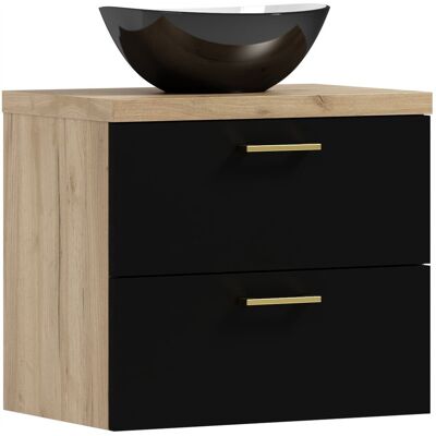 ADK Meble Szafka łazienkowa wisząca LUNA 50 czarny/dąb craft złoty z umywalką Eliza C ADK Meble Szafka łazienkowa wisząca LUNA 50 czarny/dąb craft złoty z umywalką Eliza C