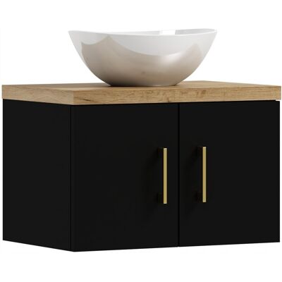 ADK Meble Szafka łazienkowa wisząca MARKUS 50 czarny/dąb craft złoty z umywalką Eliza ADK Meble Szafka łazienkowa wisząca MARKUS 50 czarny/dąb craft złoty z umywalką Eliza