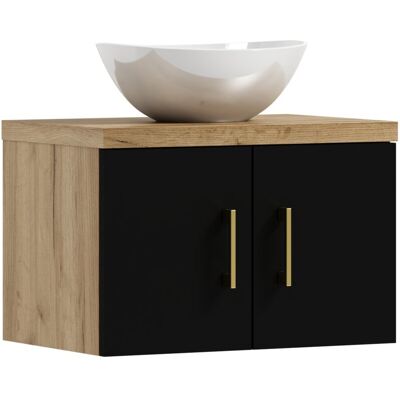 ADK Meble Szafka łazienkowa wisząca MARKUS 80 czarny/dąb craft złoty z umywalką Eliza ADK Meble Szafka łazienkowa wisząca MARKUS 80 czarny/dąb craft złoty z umywalką Eliza