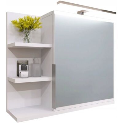 BETTER HOME Szafka łazienkowa wisząca z lustrem i oświetleniem LED, półka, biała lewa BETTER HOME Szafka łazienkowa wisząca z lustrem i oświetleniem LED, półka, biała lewa
