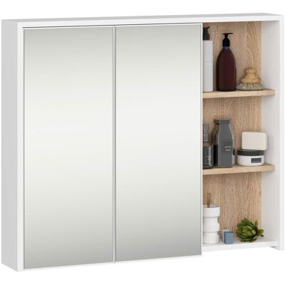 FABRYKA MEBLI AKORD Szafka Łazienkowa Wisząca Z Lustrem Vami 90 Cm Pojemna 2 Drzwi 6 Półek - Biała Dąb Sonoma FABRYKA MEBLI AKORD Szafka Łazienkowa Wisząca Z Lustrem Vami 90 Cm Pojemna 2 Drzwi 6 Półek - Biała Dąb Sonoma