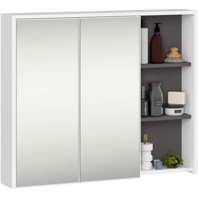 FABRYKA MEBLI AKORD Szafka Łazienkowa Wisząca Z Lustrem Vami 90 Cm Pojemna 2 Drzwi 6 Półek - Biała Grafit Szary FABRYKA MEBLI AKORD Szafka Łazienkowa Wisząca Z Lustrem Vami 90 Cm Pojemna 2 Drzwi 6 Półek - Biała Grafit Szary