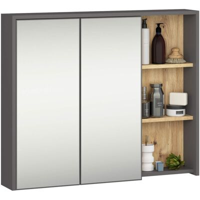 FABRYKA MEBLI AKORD Szafka Łazienkowa Wisząca Z Lustrem Vami 90 Cm Pojemna 2 Drzwi 6 Półek - Grafit Szary Dąb Artisan FABRYKA MEBLI AKORD Szafka Łazienkowa Wisząca Z Lustrem Vami 90 Cm Pojemna 2 Drzwi 6 Półek - Grafit Szary Dąb Artisan