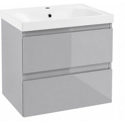 DEFTRANS Szafka łazienkowa wisząca z umywalką Szary Połysk 60x45x65cm Diamente DEFTRANS Szafka łazienkowa wisząca z umywalką Szary Połysk 60x45x65cm Diamente