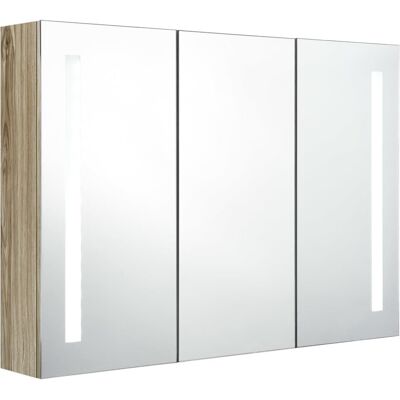 VMP Szafka łazienkowa z lustrem i LED, 89 x 14 x 62 cm, kolor dębu VMP Szafka łazienkowa z lustrem i LED, 89 x 14 x 62 cm, kolor dębu