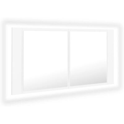 VMP Szafka łazienkowa z lustrem i LED, biała, 90x12x45 cm, akryl VMP Szafka łazienkowa z lustrem i LED, biała, 90x12x45 cm, akryl