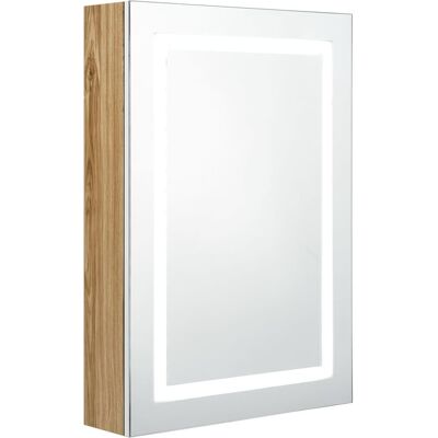 VMP Szafka łazienkowa z lustrem i LED, biel i dąb, 50x13x70 cm VMP Szafka łazienkowa z lustrem i LED, biel i dąb, 50x13x70 cm