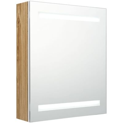 VMP Szafka łazienkowa z lustrem i LED, biel i dąb, 50x14x60 cm VMP Szafka łazienkowa z lustrem i LED, biel i dąb, 50x14x60 cm