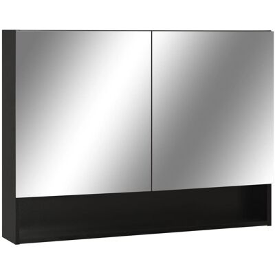 VMP Szafka łazienkowa z lustrem i LED, czarna, 80x15x60 cm, MDF VMP Szafka łazienkowa z lustrem i LED, czarna, 80x15x60 cm, MDF