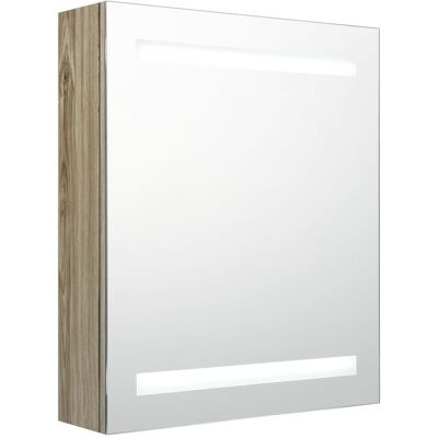 vidaXL Szafka łazienkowa z lustrem i LED, kolor dębu, 50x14x60 cm vidaXL Szafka łazienkowa z lustrem i LED, kolor dębu, 50x14x60 cm
