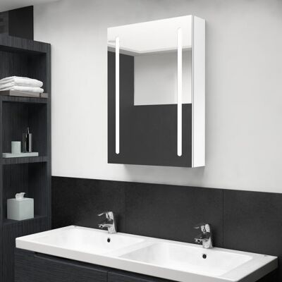 VMP Szafka łazienkowa z lustrem i LED, lśniąca biel, 50x13x70 cm VMP Szafka łazienkowa z lustrem i LED, lśniąca biel, 50x13x70 cm