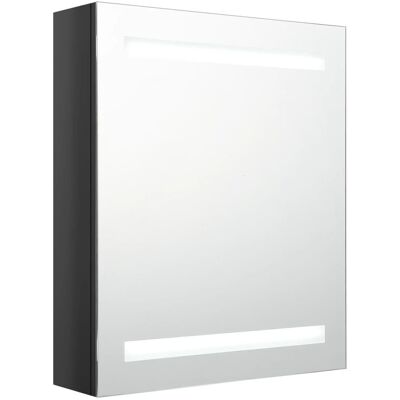 VMP Szafka łazienkowa z lustrem i LED, lśniąca czerń, 50x14x60 cm VMP Szafka łazienkowa z lustrem i LED, lśniąca czerń, 50x14x60 cm