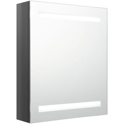VMP Szafka łazienkowa z lustrem i LED, lśniąca szarość, 50x14x60 cm VMP Szafka łazienkowa z lustrem i LED, lśniąca szarość, 50x14x60 cm