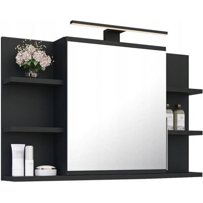 BETTER HOME SZAFKA ŁAZIENKOWA Z LUSTREM I LED LUSTRZANA DO ŁAZIENKI 80/50 CM CZARNA MAT BETTER HOME SZAFKA ŁAZIENKOWA Z LUSTREM I LED LUSTRZANA DO ŁAZIENKI 80/50 CM CZARNA MAT