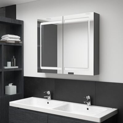 VMP Szafka łazienkowa z lustrem i LED, szara, 80x12x68 cm VMP Szafka łazienkowa z lustrem i LED, szara, 80x12x68 cm