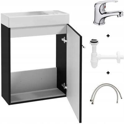 DEFTRANS Szafka łazienkowa z umywalką 50x70cm z baterią i syfonem czarna Small DEFTRANS Szafka łazienkowa z umywalką 50x70cm z baterią i syfonem czarna Small