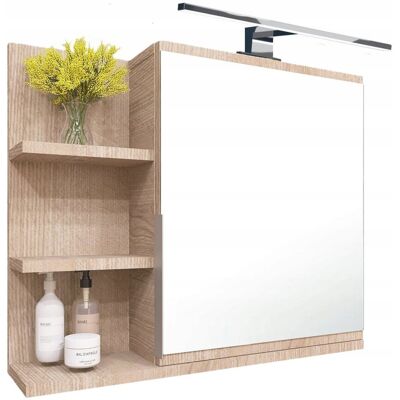 BETTER HOME Szafka łazienowa z lustrem oświetleniem LED, Szafka lustrzana półka sonoma BETTER HOME Szafka łazienowa z lustrem oświetleniem LED, Szafka lustrzana półka sonoma