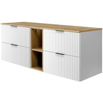 Craft - 140x57x46 - Biały/Carvalho - Czarny uchwyt - Szafka łazienkowa Craft - 140x57x46 - Biały/Carvalho - Czarny uchwyt - Szafka łazienkowa