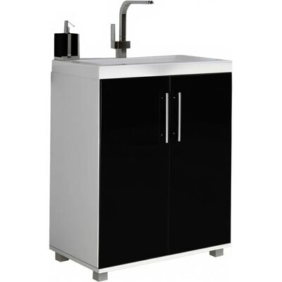 Trend Home Szafka Pod Umywalkę Łazienkowa Stojąca 80 x 60 x 39 CM Biała Czarna Połysk Trend Home Szafka Pod Umywalkę Łazienkowa Stojąca 80 x 60 x 39 CM Biała Czarna Połysk