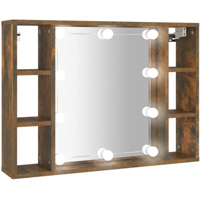 VMP Szafka z lustrem i LED, przydymiony dąb, 76x15x55 cm VMP Szafka z lustrem i LED, przydymiony dąb, 76x15x55 cm