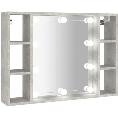 VMP Szafka z lustrem i oświetleniem LED, szary beton, 76x15x55 cm VMP Szafka z lustrem i oświetleniem LED, szary beton, 76x15x55 cm