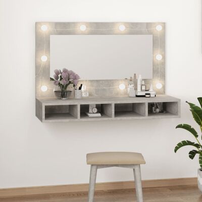 VMP Szafka z lustrem i oświetleniem LED, szary beton, 90x31,5x62 cm VMP Szafka z lustrem i oświetleniem LED, szary beton, 90x31,5x62 cm