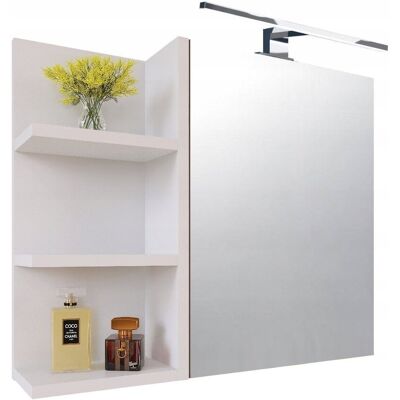 Inny producent Szafka z Lustrem LED 60x50 Biały Mat – Lewa, Łazienkowa, z Półką Inny producent Szafka z Lustrem LED 60x50 Biały Mat – Lewa, Łazienkowa, z Półką