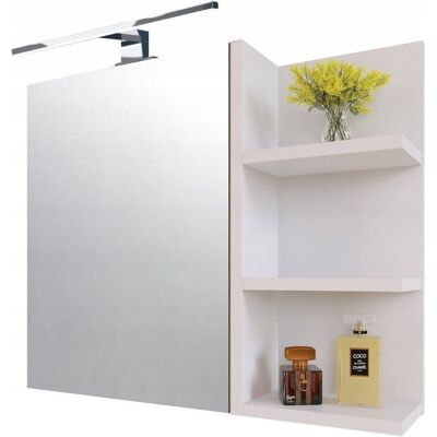 Inny producent Szafka z Lustrem LED 60x50 Biały Mat – Prawa, Łazienkowa, z Półką Inny producent Szafka z Lustrem LED 60x50 Biały Mat – Prawa, Łazienkowa, z Półką