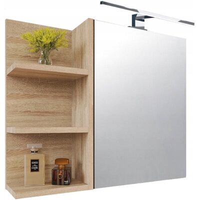 Inny producent Szafka z Lustrem LED 60x50 Dąb Sonoma – Lewa, Łazienkowa, z Półką Inny producent Szafka z Lustrem LED 60x50 Dąb Sonoma – Lewa, Łazienkowa, z Półką