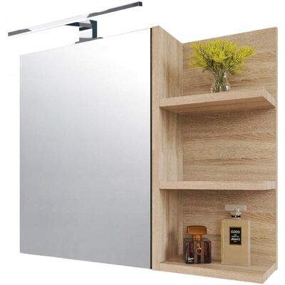 Inny producent Szafka z Lustrem LED 60x50 Dąb Sonoma – Prawa, Łazienkowa, z Półką Inny producent Szafka z Lustrem LED 60x50 Dąb Sonoma – Prawa, Łazienkowa, z Półką