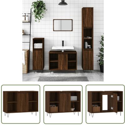 The Living Store Szafka łazienkowa - brązowy dąb - 80x33x60 cm - Szafka Łazienkowa The Living Store Szafka łazienkowa - brązowy dąb - 80x33x60 cm - Szafka Łazienkowa