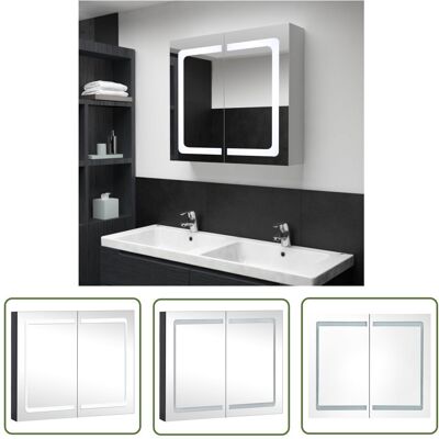The Living Store Szafka łazienkowa z lustrem i LED - 80x12 -2x68 cm - Szafka Łazienkowa The Living Store Szafka łazienkowa z lustrem i LED - 80x12 -2x68 cm - Szafka Łazienkowa