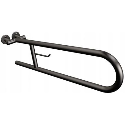 Uchwyt półokrągły uchylny 70cm z wieszakiem na papier ANDEX Bez Barier 801/W/70NG stal nierdzewna czarny Uchwyt półokrągły uchylny 70cm z wieszakiem na papier ANDEX Bez Barier 801/W/70NG stal nierdzewna czarny