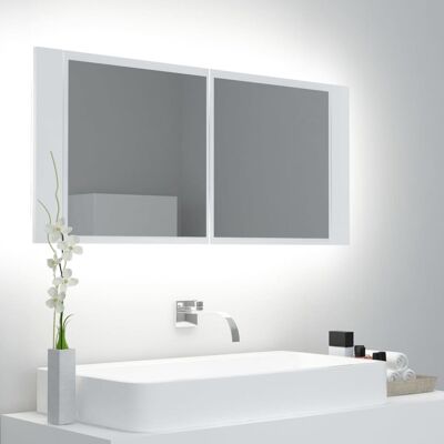 vidaXL Biały LED lustro łazienkowe szafka - 100x12x45 cm - Meble ścienne vidaXL Biały LED lustro łazienkowe szafka - 100x12x45 cm - Meble ścienne