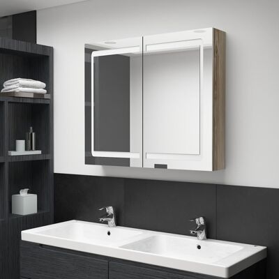 vidaXL LED łazienkowy lustro z szafką - Montaż na ścianie, 80x12x68cm vidaXL LED łazienkowy lustro z szafką - Montaż na ścianie, 80x12x68cm