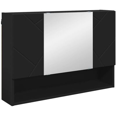 vidaXL Szafka z lustrem do łazienki z drzwiami Czarny 80 x 17 x 55 cm vidaXL Szafka z lustrem do łazienki z drzwiami Czarny 80 x 17 x 55 cm