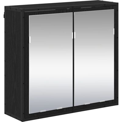 vidaXL Szafka z lustrem do łazienki z półką Czarny dąb 65 x 20 x 60 cm vidaXL Szafka z lustrem do łazienki z półką Czarny dąb 65 x 20 x 60 cm