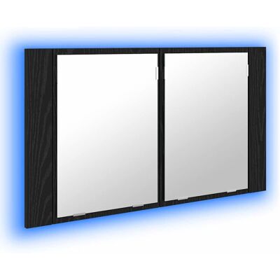 vidaXL Szafka z lustrem do łazienki z półką Czarny Dąb 80 x 12 x 45 cm vidaXL Szafka z lustrem do łazienki z półką Czarny Dąb 80 x 12 x 45 cm