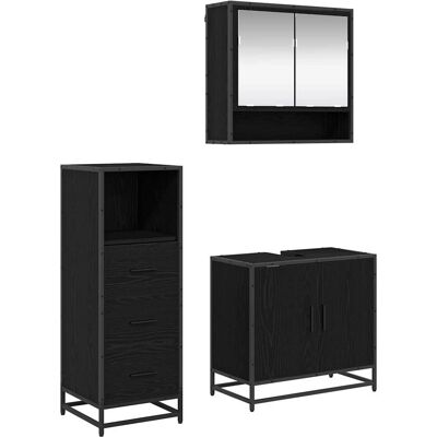 Vidaxl Zestaw Mebli Łazienkowych 3 Pcs Czarny Dąb 65 X 33 X 60 Cm Vidaxl Zestaw Mebli Łazienkowych 3 Pcs Czarny Dąb 65 X 33 X 60 Cm