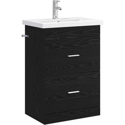 vidaXL Zestaw mebli łazienkowych Czarny dąb 61 x 40 x 84,5 cm vidaXL Zestaw mebli łazienkowych Czarny dąb 61 x 40 x 84,5 cm