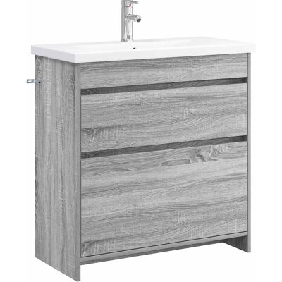 vidaXL Zestaw mebli łazienkowych Szary Sonoma 81 x 40 x 84,5 cm vidaXL Zestaw mebli łazienkowych Szary Sonoma 81 x 40 x 84,5 cm