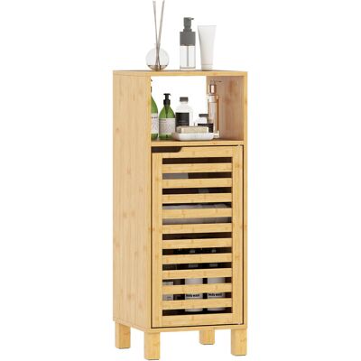 Homcom wąska szafka łazienkowa z regulowanymi półkami, otwarta komora, szafka toaletowa, szafka boczna, małe przestrzenie, 30 x 30 x 80 cm, naturalne drewno Homcom wąska szafka łazienkowa z regulowanymi półkami, otwarta komora, szafka toaletowa, szafka boczna, małe przestrzenie, 30 x 30 x 80 cm, naturalne drewno