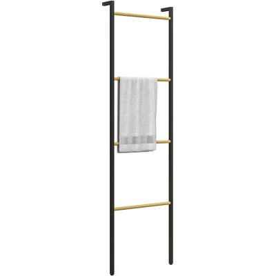 Wieszak na ręczniki HOMCOM 49 x 167,5 cm z 4 drążkami, oszczędzający miejsce, na ręczniki kąpielowe, ubrania, koce, gazety, stal, czarny Wieszak na ręczniki HOMCOM 49 x 167,5 cm z 4 drążkami, oszczędzający miejsce, na ręczniki kąpielowe, ubrania, koce, gazety, stal, czarny