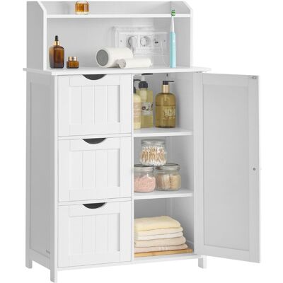 songmics Wysoka szafka łazienkowa biała 100 cm MDF z listwą zasilającą 2x AC i 2x USB-A songmics Wysoka szafka łazienkowa biała 100 cm MDF z listwą zasilającą 2x AC i 2x USB-A