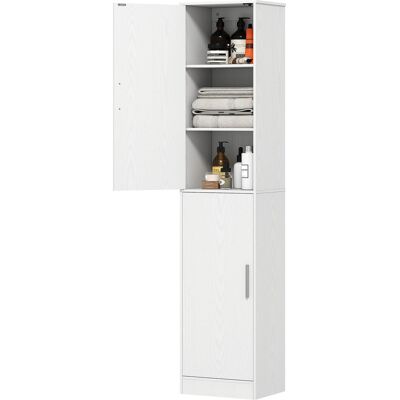Wysoka szafka łazienkowa HOMCOM z 2 drzwiami i regulowanymi półkami do łazienki i salonu, 40 x 35 x 180 cm, biała Wysoka szafka łazienkowa HOMCOM z 2 drzwiami i regulowanymi półkami do łazienki i salonu, 40 x 35 x 180 cm, biała