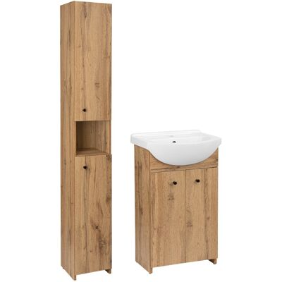 Astor Zestaw do Łazienki 50cm Szafka z Umywalką Słupek Dąb Wotan PIK Astor Zestaw do Łazienki 50cm Szafka z Umywalką Słupek Dąb Wotan PIK