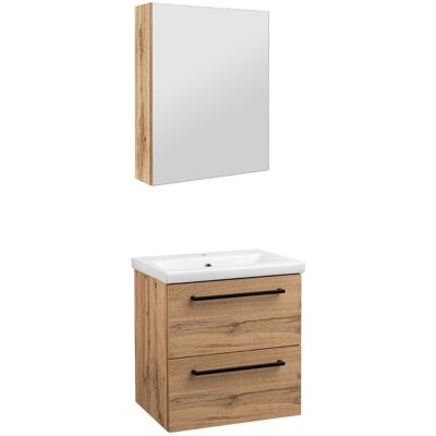 Astor Zestaw do Łazienki 50cm Szafka z Umywalką Szafka z Lustrem Dąb Wotan Aster Astor Zestaw do Łazienki 50cm Szafka z Umywalką Szafka z Lustrem Dąb Wotan Aster