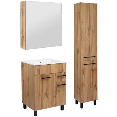 Astor Zestaw do Łazienki 60cm Szafka z Umywalką Słupek 40cm Szafka z Lustrem Dąb Wotan Laura Astor Zestaw do Łazienki 60cm Szafka z Umywalką Słupek 40cm Szafka z Lustrem Dąb Wotan Laura