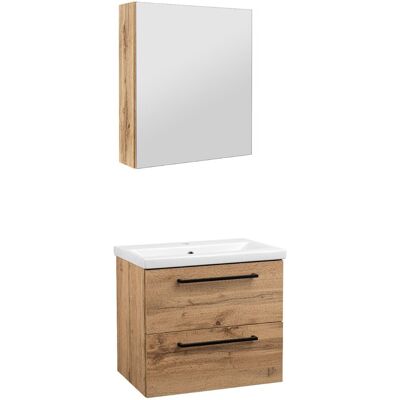 Astor Zestaw do Łazienki 60cm Szafka z Umywalką Szafka z Lustrem Dąb Wotan Aster Astor Zestaw do Łazienki 60cm Szafka z Umywalką Szafka z Lustrem Dąb Wotan Aster